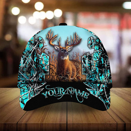 Maxcorners Unique Deer hunting Art Font Camo Pattern 3D Multicolor Personalized Cap