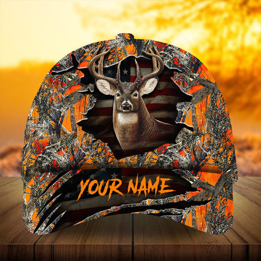 Maxcorners Premium Best Gash Flag Hunting Deer Personalized Hats 3D Multicolored