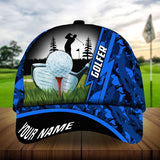 Maxcorners Golf Premium Camo Lighting Golf Art Personalized Name All Over Printed Cap