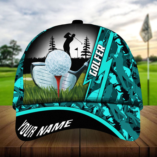 Maxcorners Golf Premium Camo Lighting Golf Art Personalized Name All Over Printed Cap