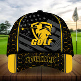 Maxcorners Golf Premium Cool Man Playing Golf Personalized Name All Over Printed Cap