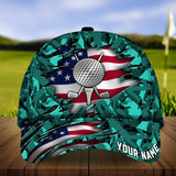 Maxcorners Golf Premium American Camo Personalized Name All Over Printed Cap