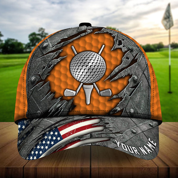 Maxcorners Golf Cool American Metal Personalized Name All Over Printed Cap