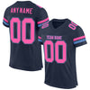 Maxcorners Custom Navy Pink-Light Blue Mesh Authentic Football Jersey LM2605