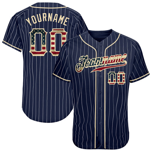 Maxcorners Custom Olive Vintage USA Flag-Cream Premium Salute To Service Baseball Jerseys LM0210