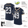 Maxcorners Custom Navy White-Old Gold Mesh Authentic Throwback Football Jersey LM2605