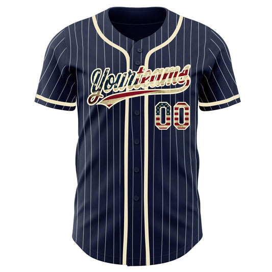 Maxcorners Custom Powder Blue Vintage USA Flag-Cream Premium Baseball Jersey LM0210