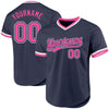 Maxcorners Custom Navy Pink-White Authentic Throwback Baseball Jersey LM2605