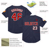 Maxcorners Custom Navy Red-White Mesh Authentic Throwback Baseball Jersey LM2605