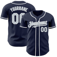Maxcorners Custom Navy Silver-White Authentic Baseball Jersey LM0609