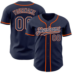 Maxcorners Custom Navy White-Orange Authentic Baseball Jersey
 LM0609