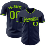 Maxcorners Custom Navy Neon Green Authentic Baseball Jersey
 LM0609