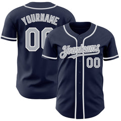 Maxcorners Custom Navy Gray-White Authentic Baseball Jersey
 LM0609