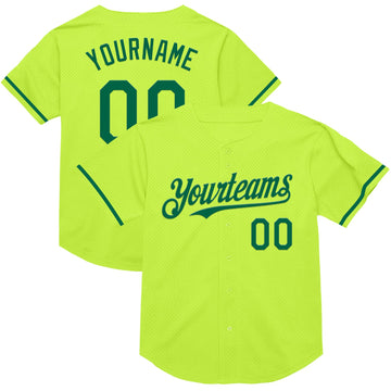 Maxcorners Custom Neon Green Kelly Green Mesh Authentic Throwback Baseball Jersey LM2605