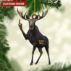 Maxcorners Personalized Funny Moose Fukin Acrylic Christmas Ornament - Custom Decoration Holiday Gift for Hunters 2D Flat