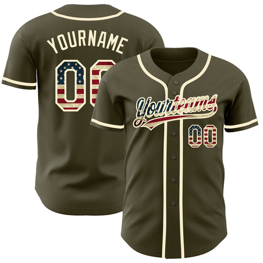 Maxcorners Custom Gray Vintage USA Flag-Black Premium Baseball Jersey LM0210