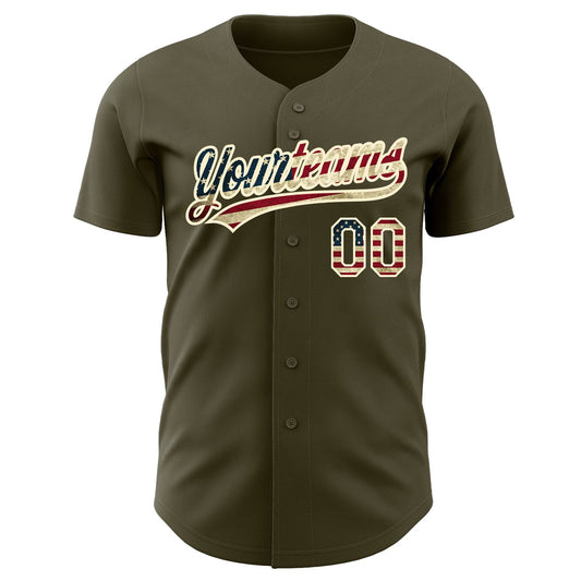 Maxcorners Custom Navy White Pinstripe Vintage USA Flag-White Premium Baseball Jersey LM0210