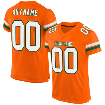 Maxcorners Custom Orange White-Green Mesh Authentic Football Jersey LM2605