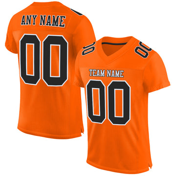 Maxcorners Custom Orange Black-White Mesh Authentic Classic Football Jersey LM2605