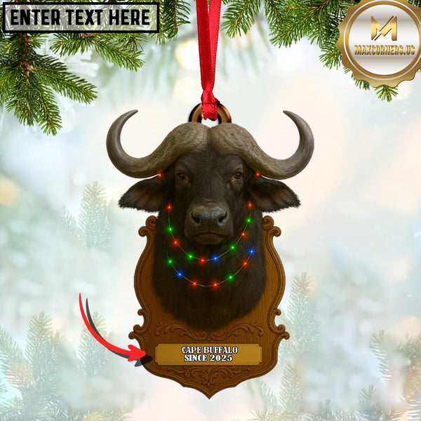 Maxcorners Personalized Trophy Big Game Hunting Christmas 3D Ornament, Custom Holiday Tree Decor, Perfect Gift for Hunter