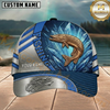 Maxcorners Crystal Ice Blue Design Custom Name Fishing Cap