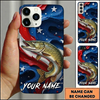 Maxcorners American Flag Wave Custom Name Fishing Phone Case