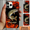 Maxcorners Bold Orange Splash Fish Art Custom Name Fishing Phone Case