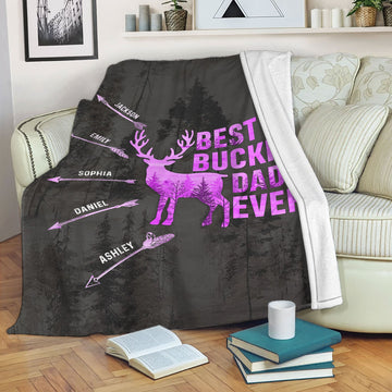 Maxcorners Personalized Hunting Dad Blanket, Custom Names Soft Cozy Sherpa Fleece Throw Blankets, Best Buckin Dad Ever Blanket, Gift for Dad, Grandpa | Purple

 LM1711