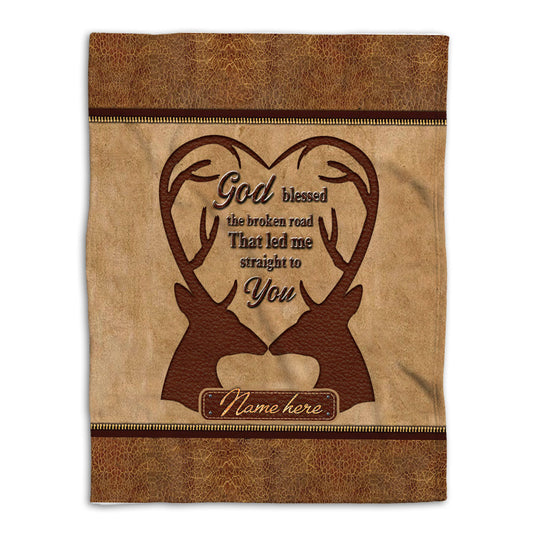 Maxcorners Personalized Hunting Blanket, Deer Hunting Buck Hunter Couple Valentine Sherpa Fleece Blanket, Custom Name Soft Cozy Plush Throw Blanket
 LM1711