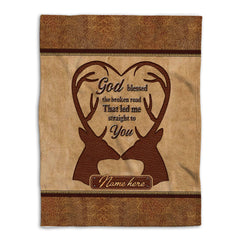 Maxcorners Personalized Hunting Blanket, Deer Hunting Buck Hunter Couple Valentine Sherpa Fleece Blanket, Custom Name Soft Cozy Plush Throw Blanket LM1711