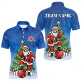 Maxcorners Custom Funny Santa Christmas Bowling Jersey for Men Bowling Team Shirts Polo & 1/4 Zip LM0611