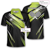 Max Corner Personalized Name and Team name Abstract Green Stripe Pickleball Shirts For Men 3D Polo Shirt