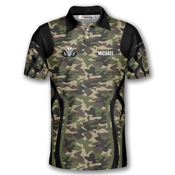 Max Corner Personalized Name and Team name Camo Skull Pickleball 3D Polo Shirt