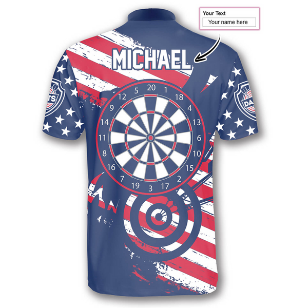 Maxcorners Patriotic Flag Red Blue Darts Personalized Your Name 3D Shirt