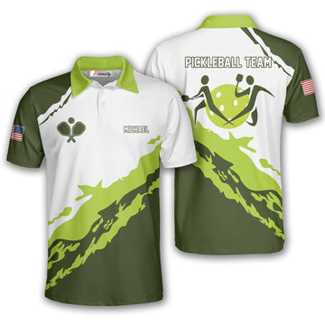 Max Corner Personalized Name and Team name Green Sport Jersey Style Pickleball 3D Polo Shirt