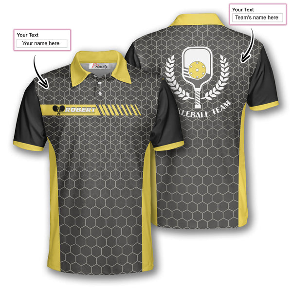 Max Corner Personalized Name and Team name Honeycomb Pattern Pickleball 3D Polo Shirt