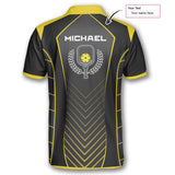 Max Corner Personalized Name and Team name Yellow Black Sports Style Emblem Pickleball 3D Polo Shirt