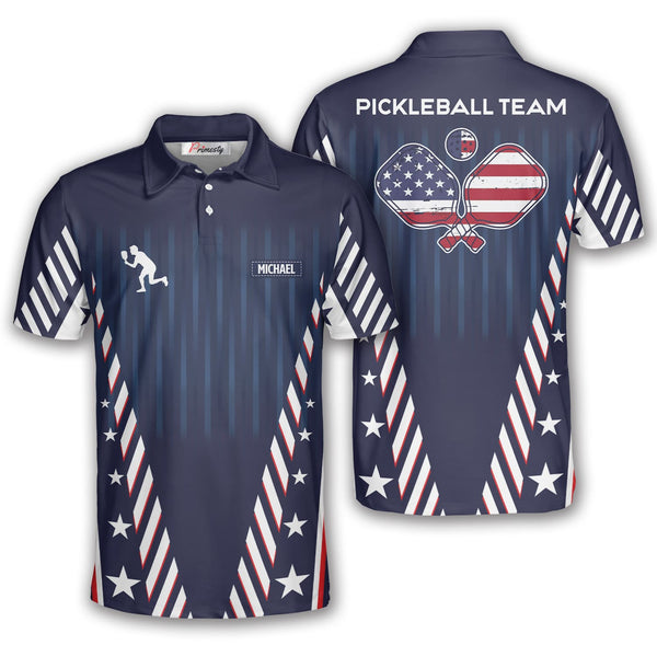 Max Corner Personalized Name and Team name US Flag Pattern Sport Jersey Pickleball 3D Polo Shirt