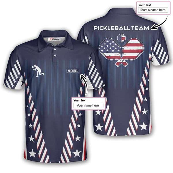 Max Corner Personalized Name and Team name US Flag Pattern Sport Jersey Pickleball 3D Polo Shirt