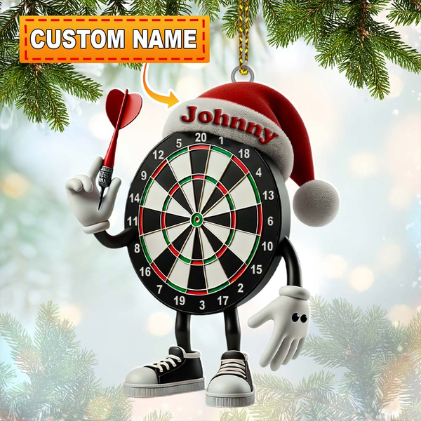 Maxcorners Personalized Dartboard Character Ornament – Custom Name Fun Christmas Decoration for Dart  Lover
