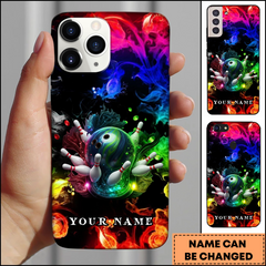 Maxcorners Bowling Phonecase Neon Splash Bowling Ball Personalized Name 3D Phone Case