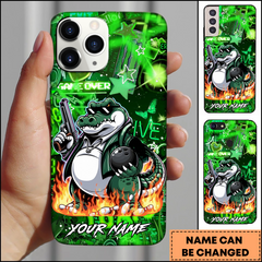 Maxcorners Bowling Phonecase Neon Gangster Crocodile Green Chaos Personalized Name 3D Phone Case