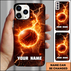 Maxcorners Basketball Lightning Fire Dunk Personalized 3D Phone Case