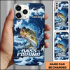 Maxcorners Bass Fishing Blue Water Wave Premium Style Sport Personalized Name Phone Case