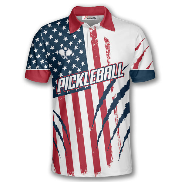 Max Corner Personalized Name and Team name Eagle Scratches American Flag Pickleball 3D Polo Shirt