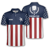 Max Corner Personalized Name and Team name Emblem American Flag Navy Pickleball 3D Polo Shirt