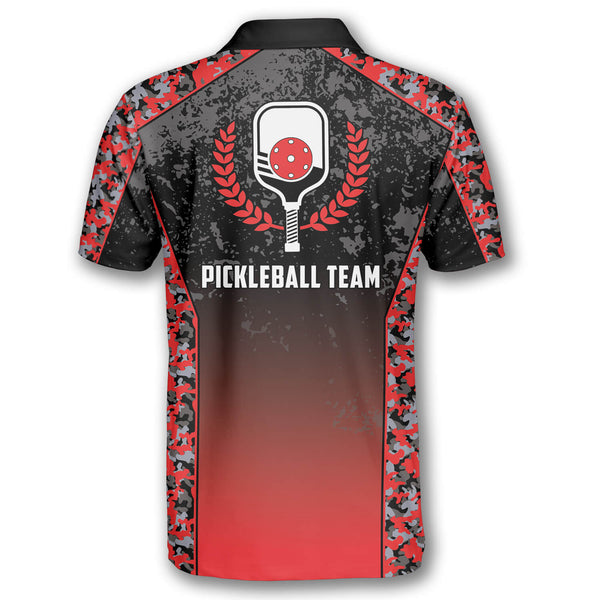 Max Corner Personalized Name and Team name Gradient Red Camouflage Pickleball 3D Polo Shirt