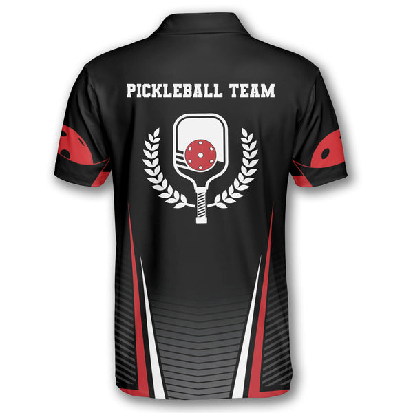 Max Corner Personalized Name and Team name Red Black Sport Style Pickleball 3D Polo Shirt