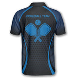 Max Corner Personalized Name and Team name Blue Honeycomb Custom Pickleball 3D Polo Shirt