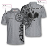 Max Corner Personalized Name and Team name Strike Grey Tribal Tattoo Pickleball 3D Polo Shirt